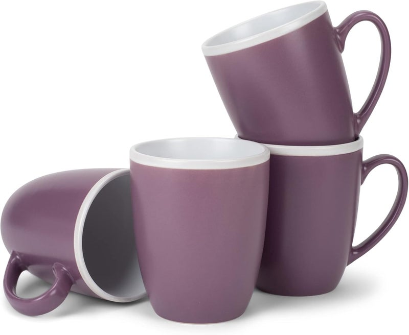 Elanze Designs Solid Color Purple White Interior 16 ounce Matte Ceramic Mugs Matching Set of 4 - Image 1