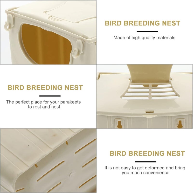 STOBOK Bird Nest Box Plastic Birdhouses 2Pcs, Parrot Breeding Box Breeding Nesting Bird Aviary Cage Box for Parakeet Budgie Cockatiel, 13x10x13cm - Image 2