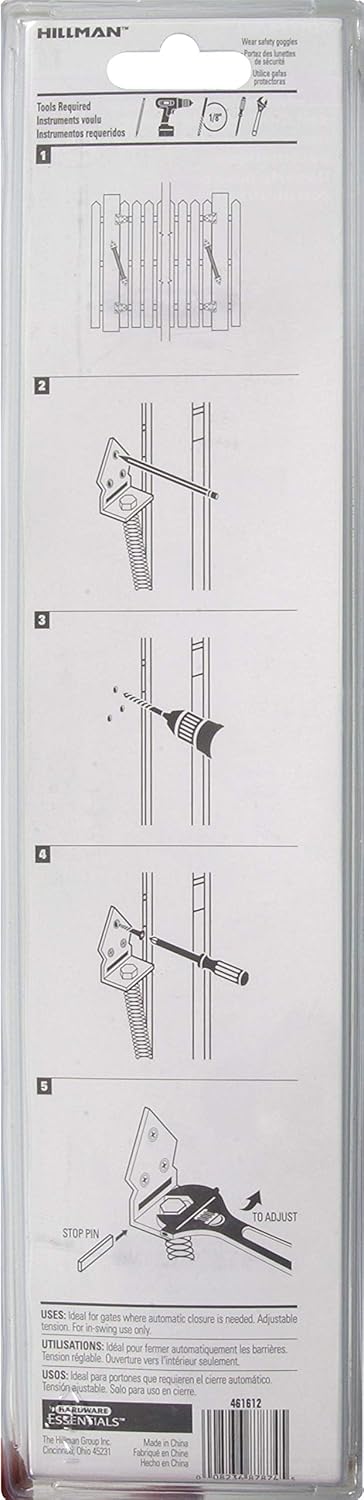 Hillman Hardware Essentials 851838 Stainless Steel SelfClosing Gate Spring Adjustable Tension 12 Inch - Image 3