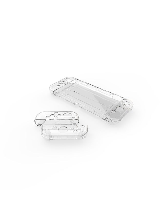 Switch Oled Pc Transparent Purple Transparent Powder Shell Transparent Handle Split Glitter Crystal Shell Bracket-Product Color:Powder-permeable Oled Hard Shell + TPU Soft Handle - Image 3