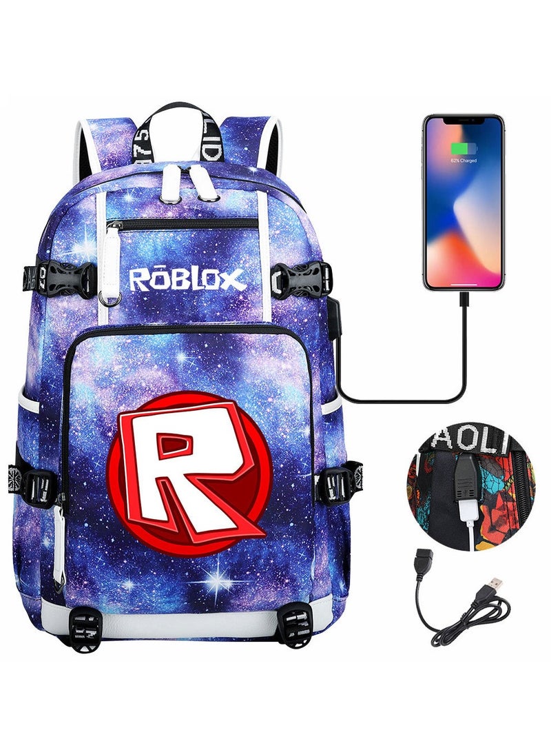 روبلوكس مجموعة حقيبة ظهر بقفل كلمة مرور USB هزلية مكونة من ثلاث قطع