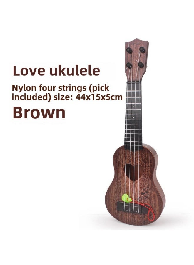 44cm Children's Simulation Guitar Ukulele Can Play Musical Instruments Music Enlightenment Toy Manufacturers Wholesale-Color:44cm Love Brown  - Image 1