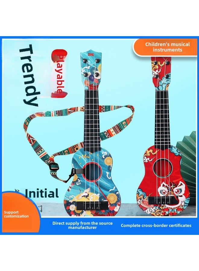 44cm Children's Simulation Guitar Ukulele Can Play Musical Instruments Music Enlightenment Toy Manufacturers Wholesale-Color:44cm Love Brown  - Image 2