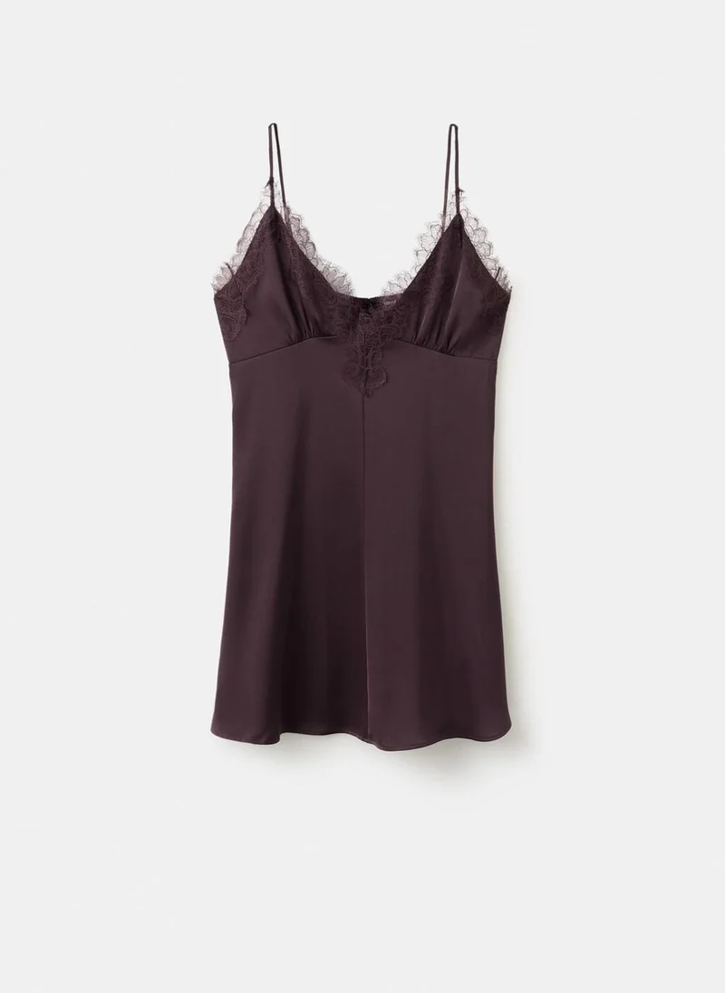 Mango plum Satin Lace Dress for Women | Best Price UAE