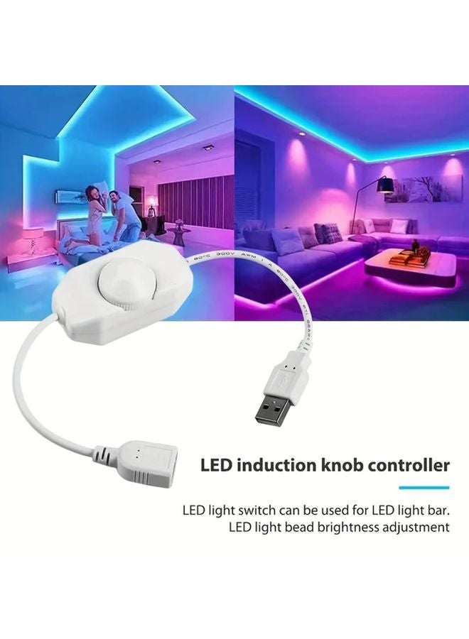 1Pc White USB LED Dimmer Knob Brightness Adjustable Switch Controller 5V DC - Image 4