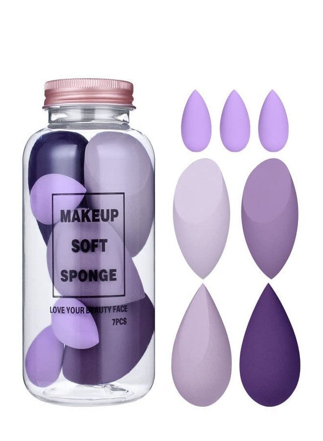 HUDACRUSH Beauty Blender Set: 7pcs MULTICOLOUR Makeup Sponge Puff, Latex Free Wet and Dry Blender Makeup for Liquid Foundation, Creams, and Powders, Includes 4 Big & 3 Small Sponge Makeup in Cute Jar - Image 1