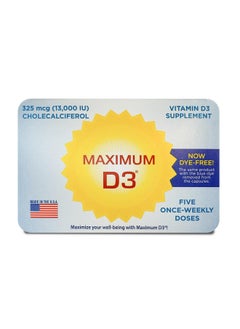 Maximum D3 13,000 IU, 5 Capsules Total (5-Week Supply) [Packaging May Vary]
