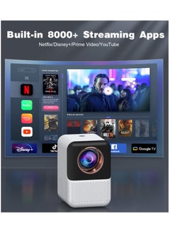 SYOSI Mini Projector Bluetooth WiFi [Electic Focus], Built-in Netflix Native 1080p 15000 Lumens Portable Smart TV Projector, Support 4K, Office DOC, 4D 4P Keystone, 50% Digital Zoom for Phones Laptop PS5  - Image 2