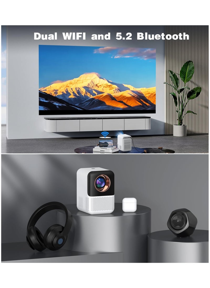 SYOSI - Mini Projector Bluetooth WiFi [Electic Focus], Built-in Netflix Native 1080p 15000 Lumens Portable Smart TV Projector, Support 4K, Office DOC, 4D 4P Keystone, 50% Digital Zoom for Phones Laptop PS5 - Image 1