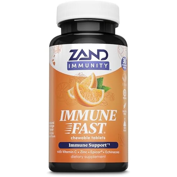 ZAND Immunity Immune Fast Zesty Orange Chewables - Immune Support Supplement w/Epicor Fermented Yeast, Vitamin C 1000mg, Zinc, Echinacea - Non-GMO, Vegan, Gluten Free, 60-Day Guarantee, 10 Servings - Image 1