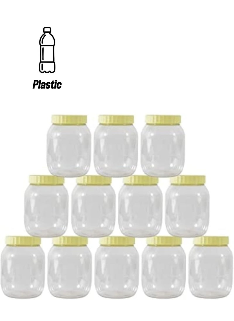 ALSAQER Alsaqer 12-Pieces Plastic Spice Storage Pet Jar-Sunpet 300 ml Round Clear Jars with lid-Plastic Transparent Bottles 