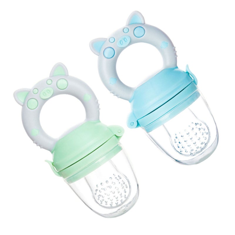 2pcs Baby Food Feeder Pacifier Blue Green Exercise Coordination Soft Silicone Baby Food Feeder for Home Use - Image 3