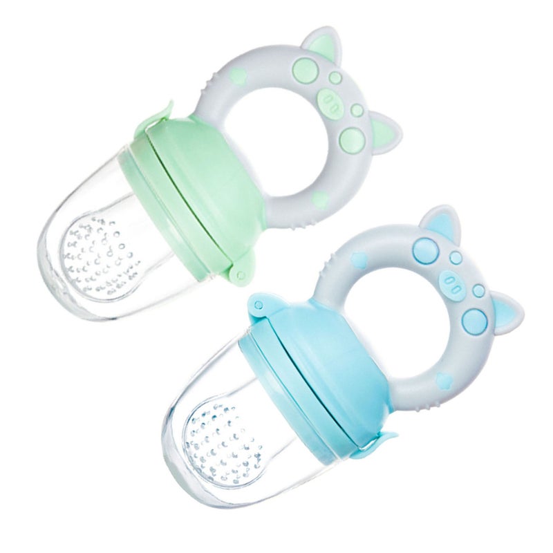 2pcs Baby Food Feeder Pacifier Blue Green Exercise Coordination Soft Silicone Baby Food Feeder for Home Use - Image 2