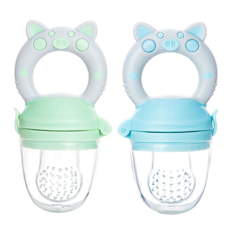 2pcs Baby Food Feeder Pacifier Blue Green Exercise Coordination Soft Silicone Baby Food Feeder for Home Use - Image 1