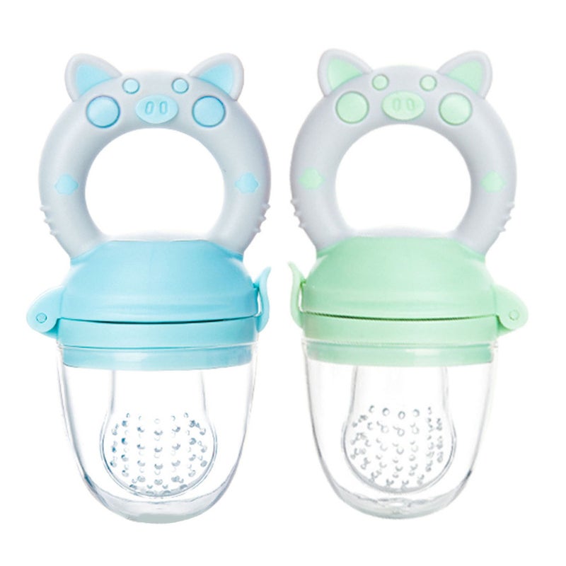 2pcs Baby Food Feeder Pacifier Blue Green Exercise Coordination Soft Silicone Baby Food Feeder for Home Use - Image 4