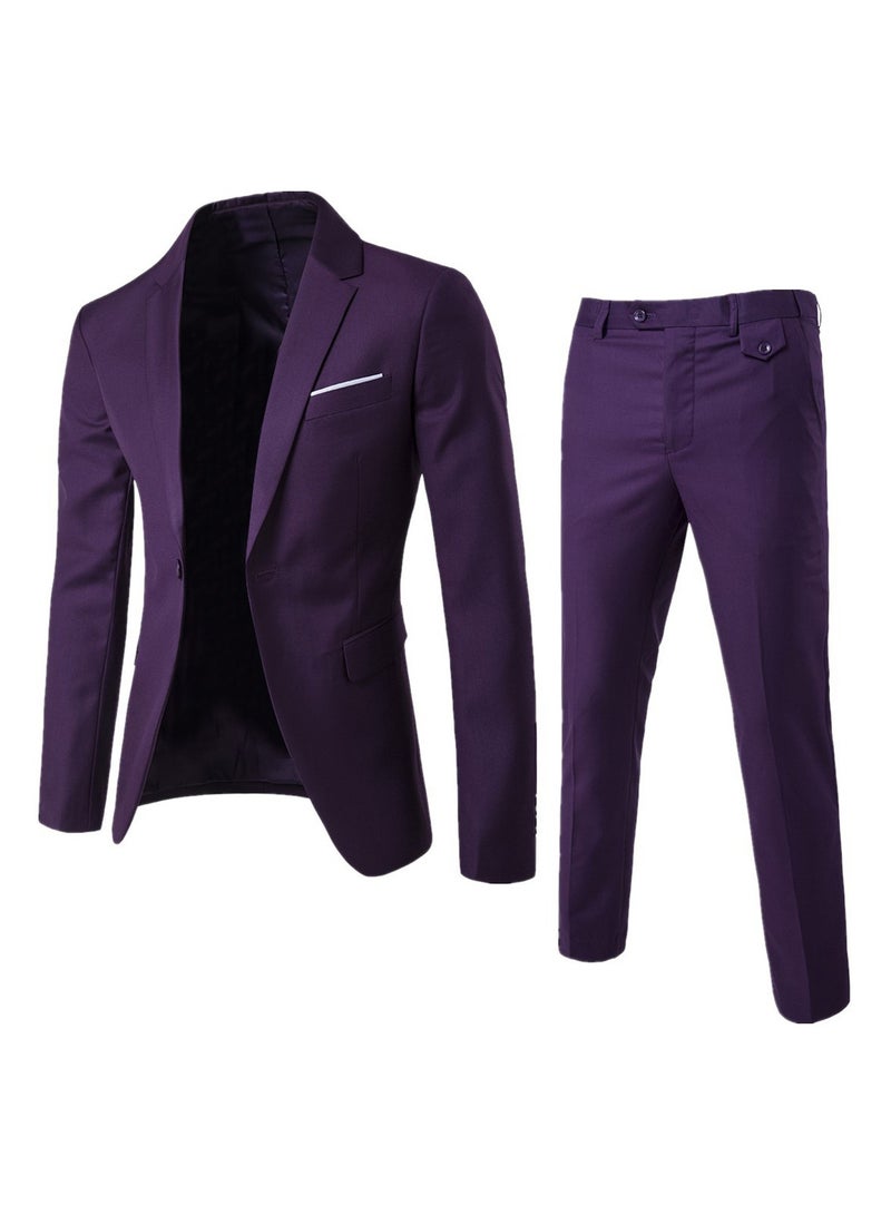 Shougu Fashionable And Versatile Business Solid Color Men's Suit Set Two-piece Set  - Image 1