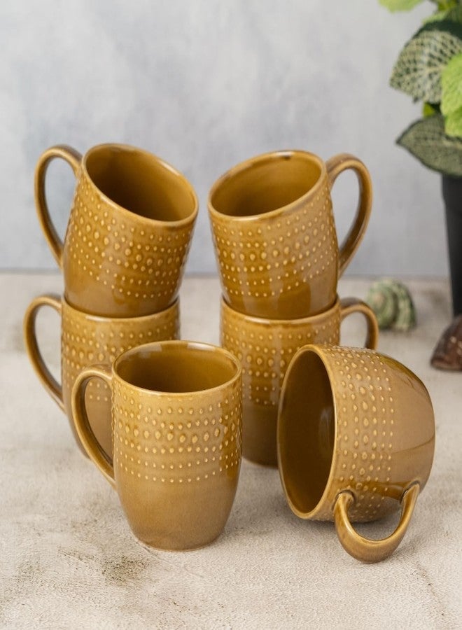 Clay Craft Fine Ceramic Apex Brown Coffee Mug Set of 6, Cups for Tea & Coffee, Mug Set, Gift Set, Elegant Design for Home and Kitchen and Can Be Gifted to Your Loved Ones On Any Occassions - Image 1
