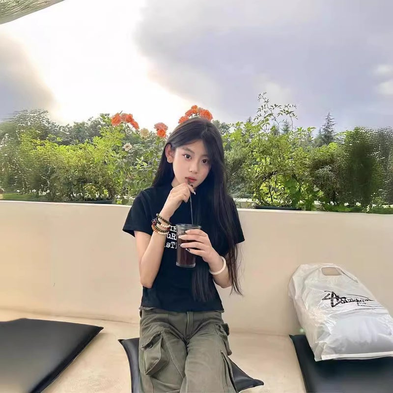 Korean-Style Black Tall Collar Shoulder Short-Sleeved T-Shirt Women'S Summer Slim-Fit Slimming Inner Jacket Pure Cotton Base Shirt Ins - Image 3