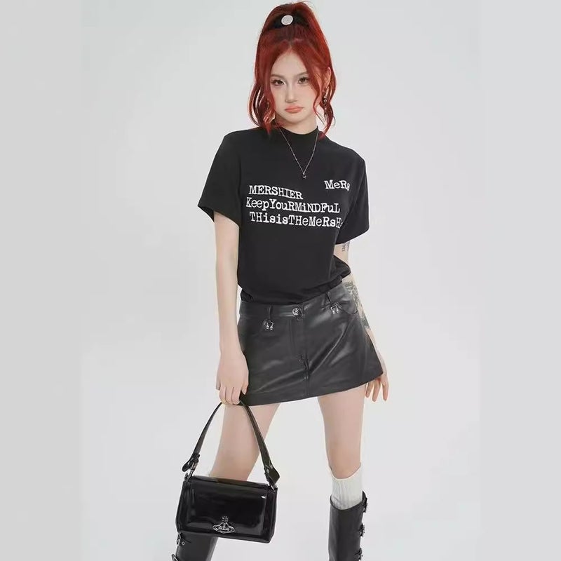 Korean-Style Black Tall Collar Shoulder Short-Sleeved T-Shirt Women'S Summer Slim-Fit Slimming Inner Jacket Pure Cotton Base Shirt Ins - Image 5