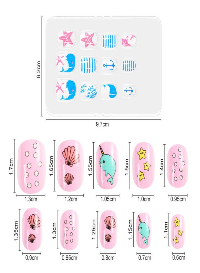 DOUBORQ 84Pcs 7 Days Cute Design Nail Tips for Children Press On False Nails Set Manicure DIY - Image 5