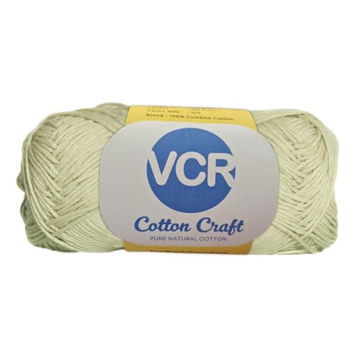 VCR 8Ply Mint Green Cotton Craft Yarn, 100 Grams Hank, 160 Meters Length, Cotton Combed Ball for Crochet and Knitting, Pack of 1 Yarn, Suitable for DIY Crafts - Image 1