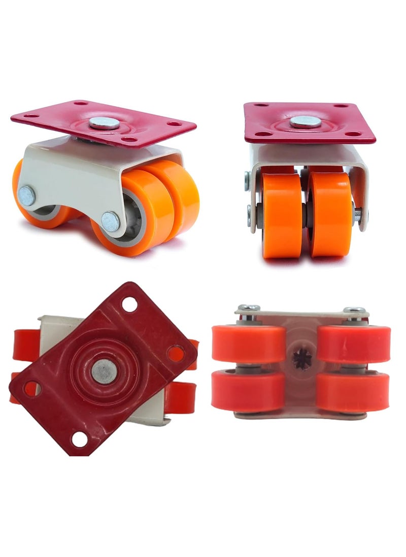 THOISEWELT THOISEWELT Heavy Duty Caster Wheels Roller Moving Castor Four Nylon Wheels for Furniture Kabat TableIndustrial Plate Transfer Trolley 375400Kg Load Capacity Orange Pack of 4  - Image 1