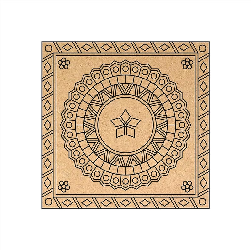 RH PRE-Marked MDF LIPPAN Square, Pinewood 4MM Base, for lippan Art, Crafts, DIY Projects, etc... (10 INCH) - Image 1