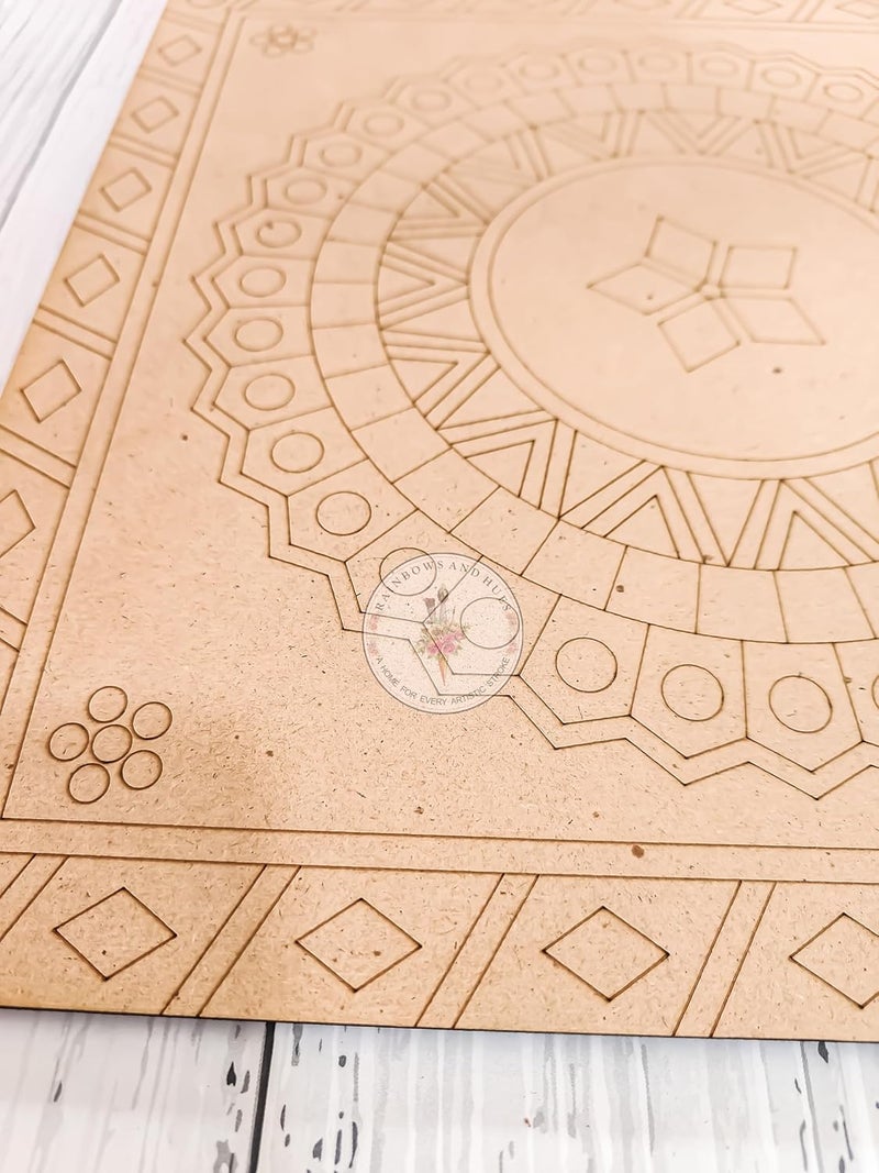 RH PRE-Marked MDF LIPPAN Square, Pinewood 4MM Base, for lippan Art, Crafts, DIY Projects, etc... (10 INCH) - Image 5