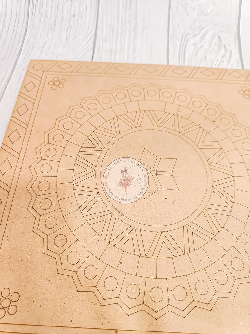 RH PRE-Marked MDF LIPPAN Square, Pinewood 4MM Base, for lippan Art, Crafts, DIY Projects, etc... (10 INCH) - Image 4