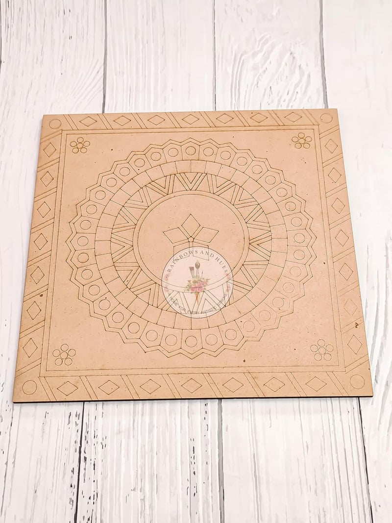 RH PRE-Marked MDF LIPPAN Square, Pinewood 4MM Base, for lippan Art, Crafts, DIY Projects, etc... (10 INCH) - Image 2