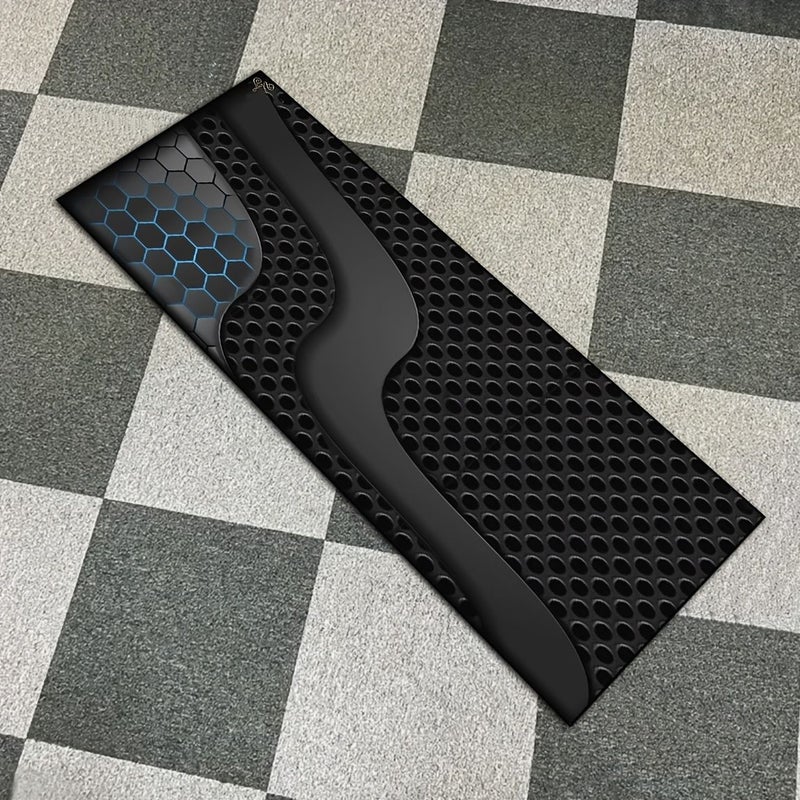 A Heavy Duty Black Sports Style Motorcycle Mat 23 62x94 Inch 60x240cm Long Carpet For Garage Racing Bike Parking Indoor Decoration Easy To Store And Maintain - Image 3