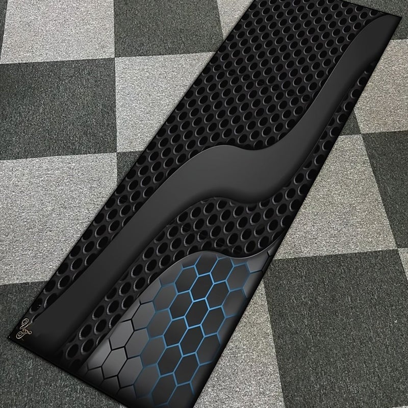 A Heavy Duty Black Sports Style Motorcycle Mat 23 62x94 Inch 60x240cm Long Carpet For Garage Racing Bike Parking Indoor Decoration Easy To Store And Maintain - Image 5