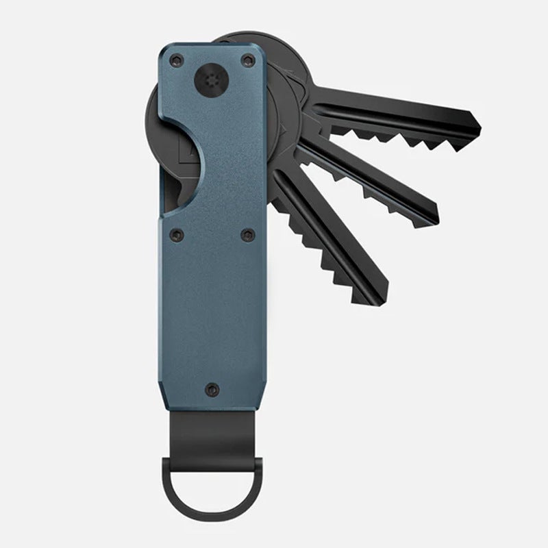 Outdoor Metal Keychain Key Holder Storage Box for AirTag Neutral Waterproof Wear Resistant Pure Color Aluminum Alloy Carbon Fiber Royal blue (send screwdriver)