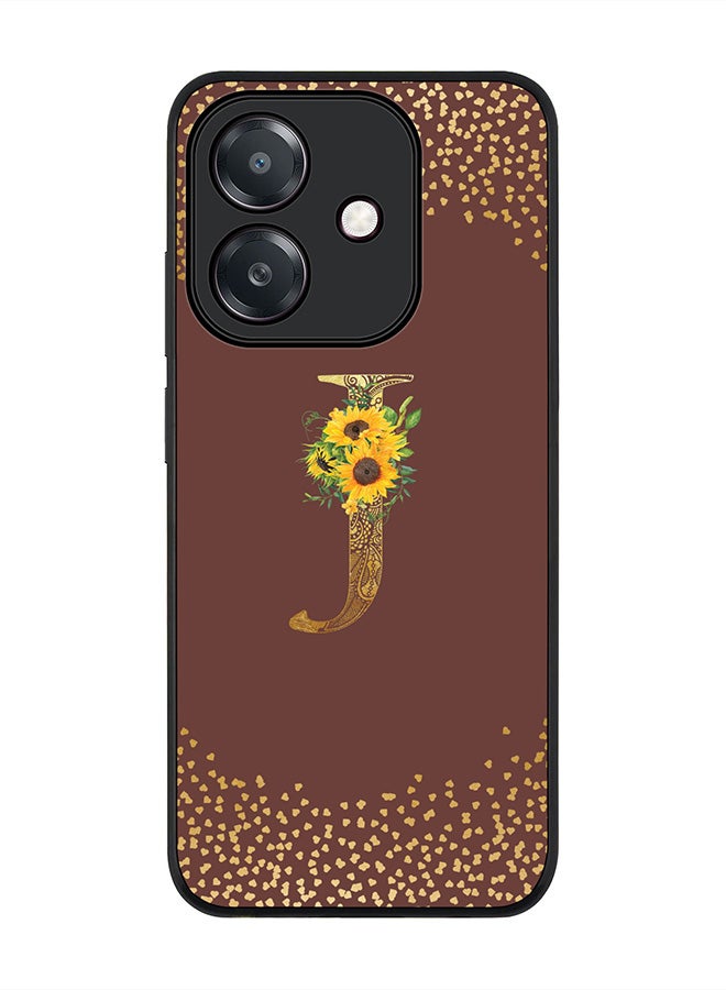Stylizedd For Oppo A5i Case,Slim fit Camera Protection, Shockproof Thin Phone cover  - Custom Floral Monogram - J  (Brown )