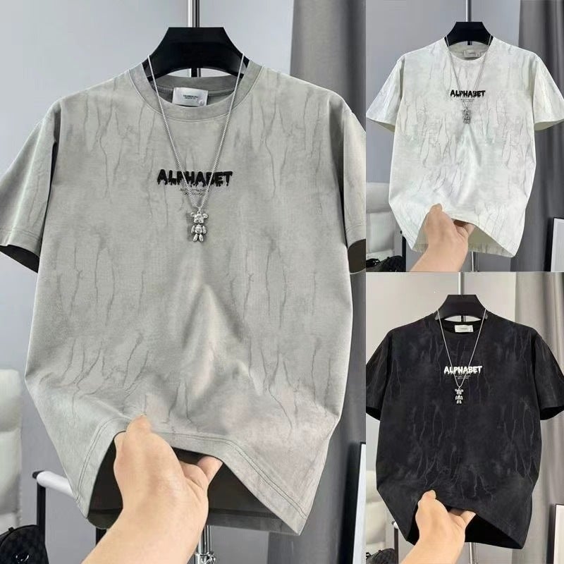 Men's Tie-Dye Embroidered Short Sleeve T-Shirt - Image 1