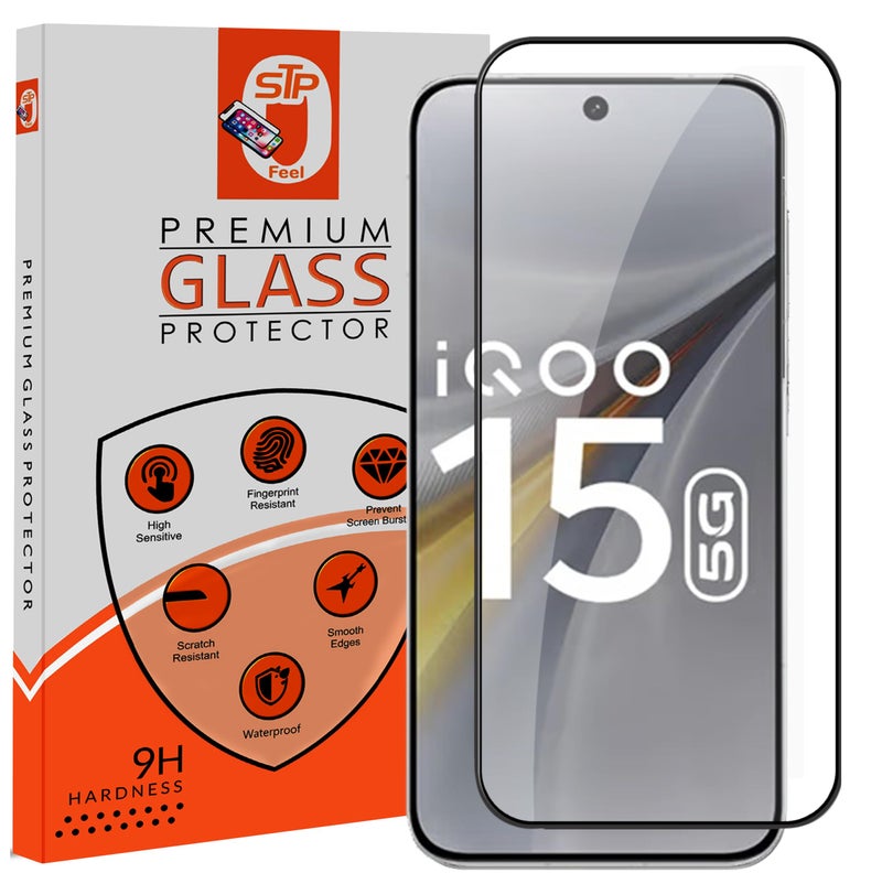 STP FEEL® Premium Tempered Glass Screen Protector Guard Compatible For IQOO 15 5G (Ultrasonic Fingerprint Working) (6.85 Inch, Pack of 1) | Edge to Edge Coverage With Easy to installation kit - Image 1