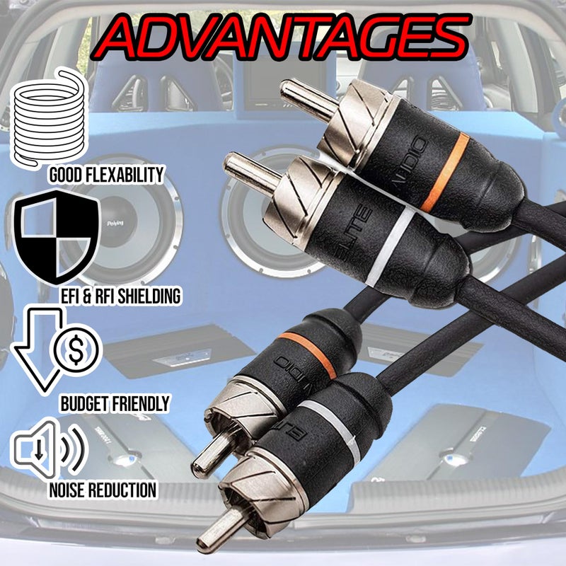 Elite Audio Premium Series 15ft. 6-Channel Car Audio RCA Cable â€“ Double Shielded, Oxygen Free Copper, Noise Reducing Audio Cable for Amplifiers, Subwoofers, Speakers, and Processors â€“ PRM615 - Image 4