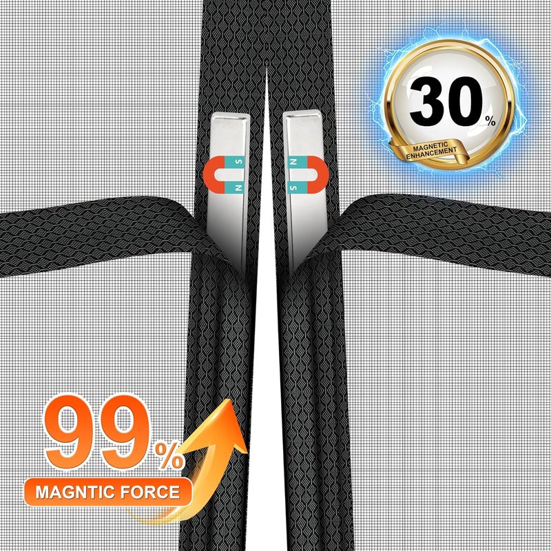 LIAMST Magnetic Screen Door 38"x82" – 2025 Model, 52 Powerful Magnets, Upgraded Mesh, Easy Install, Self-Sealing, Pet Tested, Tie Backs, Screen Door Mesh - Image 3