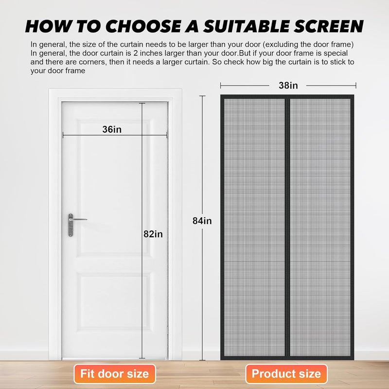 LIAMST Magnetic Screen Door 38"x82" – 2025 Model, 52 Powerful Magnets, Upgraded Mesh, Easy Install, Self-Sealing, Pet Tested, Tie Backs, Screen Door Mesh - Image 2