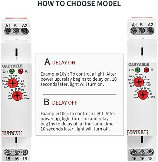 GAEYAELE Delay Off Time Relay Electronic 16A AC230V with CE Certificate (GRT8-B1,A230) - Image 3