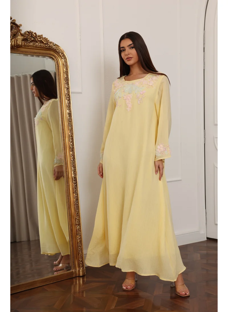 اكسا جلابية بتلات رقيقة IK1113 اصفر