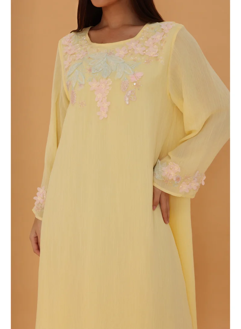 اكسا جلابية بتلات رقيقة IK1113 اصفر