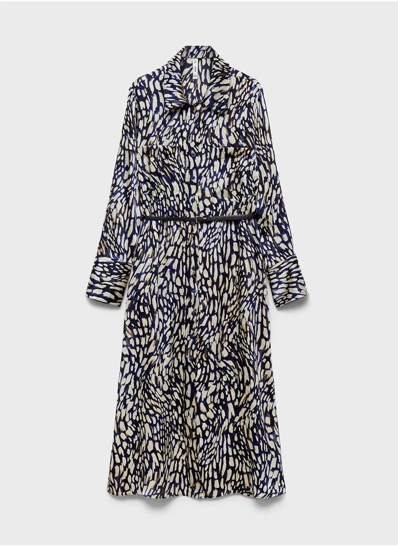 MANGO Printed Satin Dress