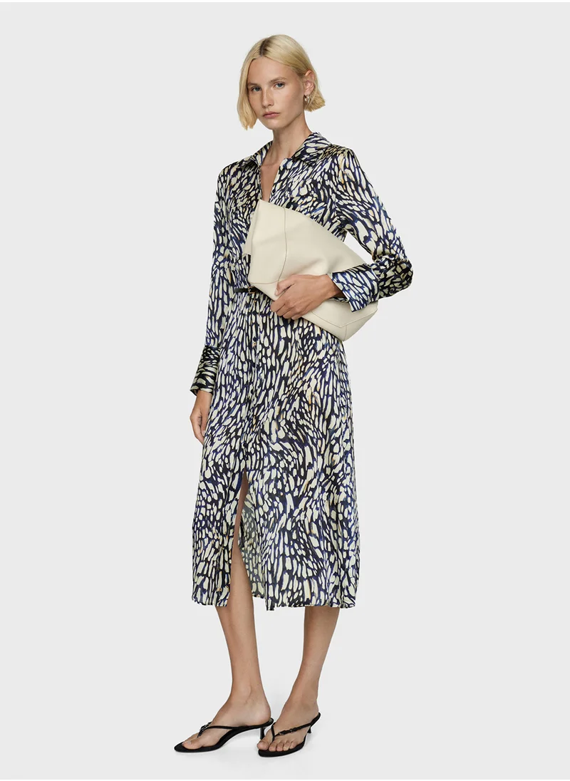 MANGO Printed Satin Dress