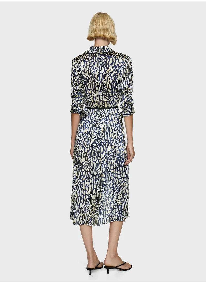 MANGO Printed Satin Dress