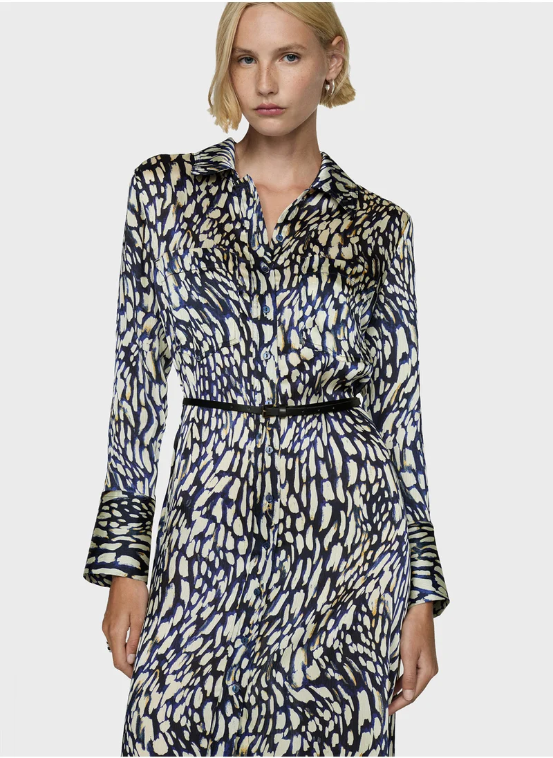 MANGO Printed Satin Dress