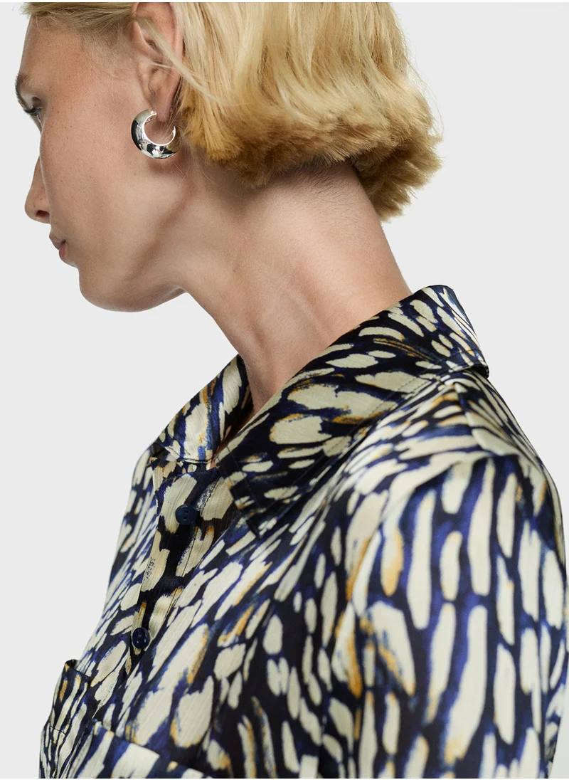 MANGO Printed Satin Dress
