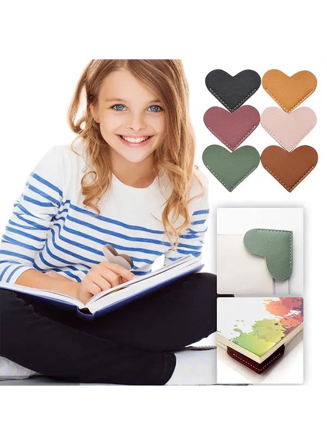 Light Green Heart Shaped Faux Leather Bookmarks 2pcs Handmade Book Lover Gifts - Image 2