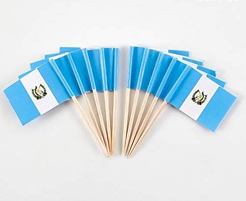 Javd Cyps 100 Pcs Guatemala Flag Guatemalan Toothpick Flags  Small Mini Stick Cupcake Toppers Guatemalan Flags Country Picks Party Decoration Celebration Cocktail Food Bar Cake Flags