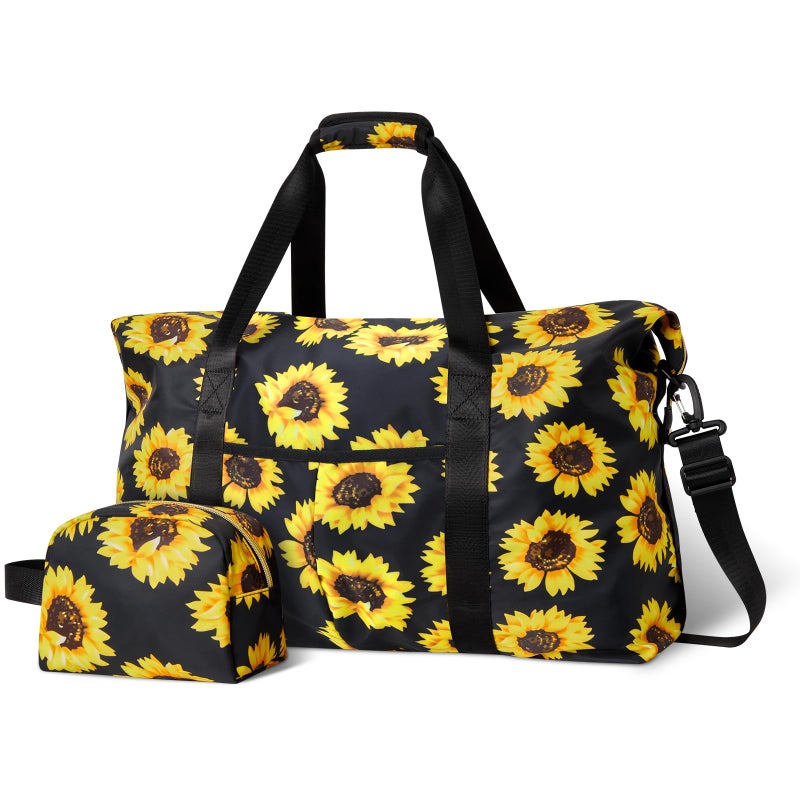 Tuwubi Travel Duffle Bag Gym Bags for Women Weekender Bags 45L Travel Duffel Bag with Small Pouch Sunflower - Image 2